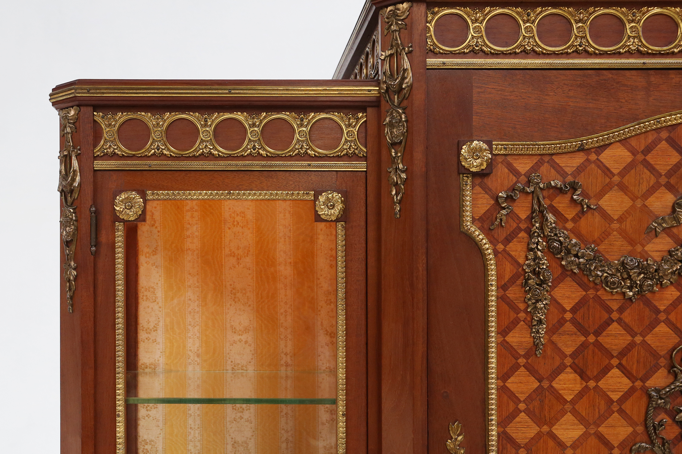 Rare Louis XVI display cabinet in marquetry with light, France ca. 1850thumbnail